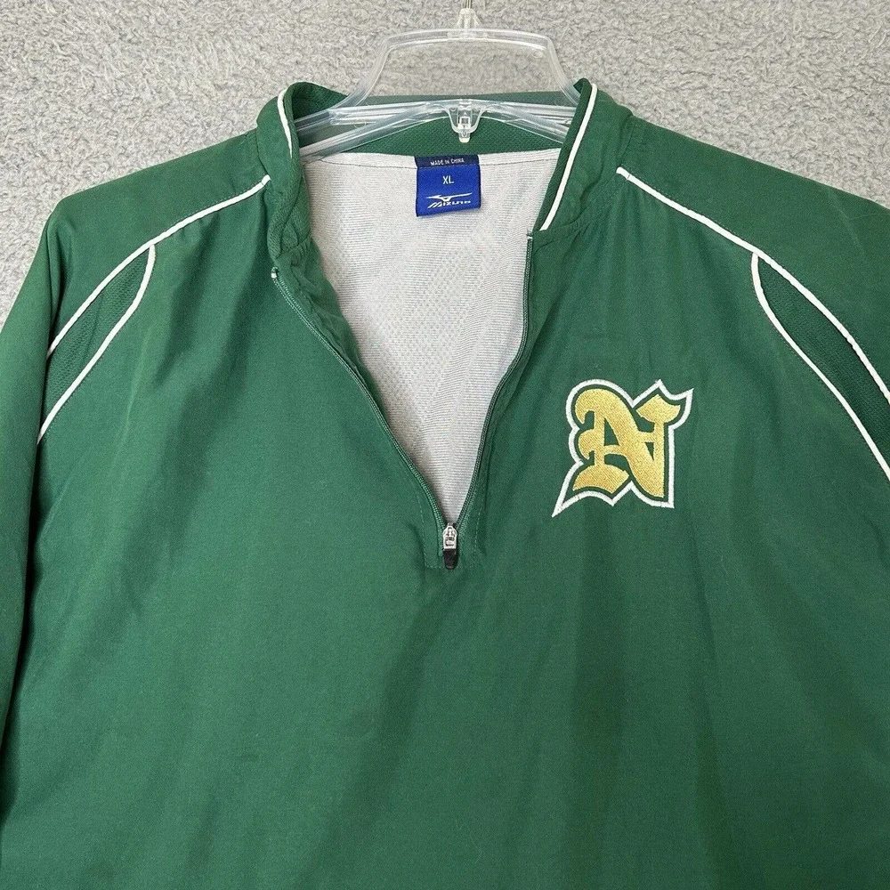 Mizuno Track Jacket Mens XL Green Running 1/4‎ Zip Lined Pockets Vented Back